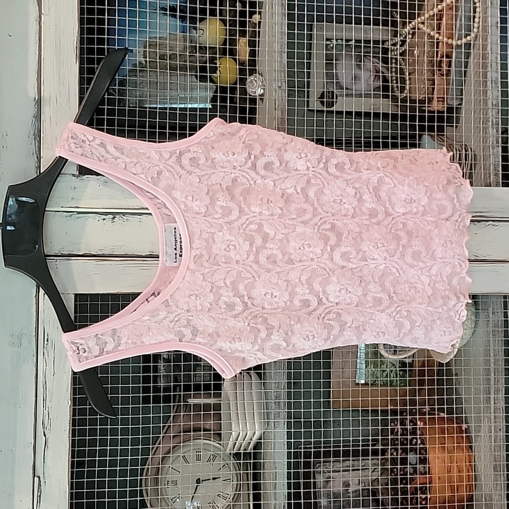 Pink Lace Tank Top